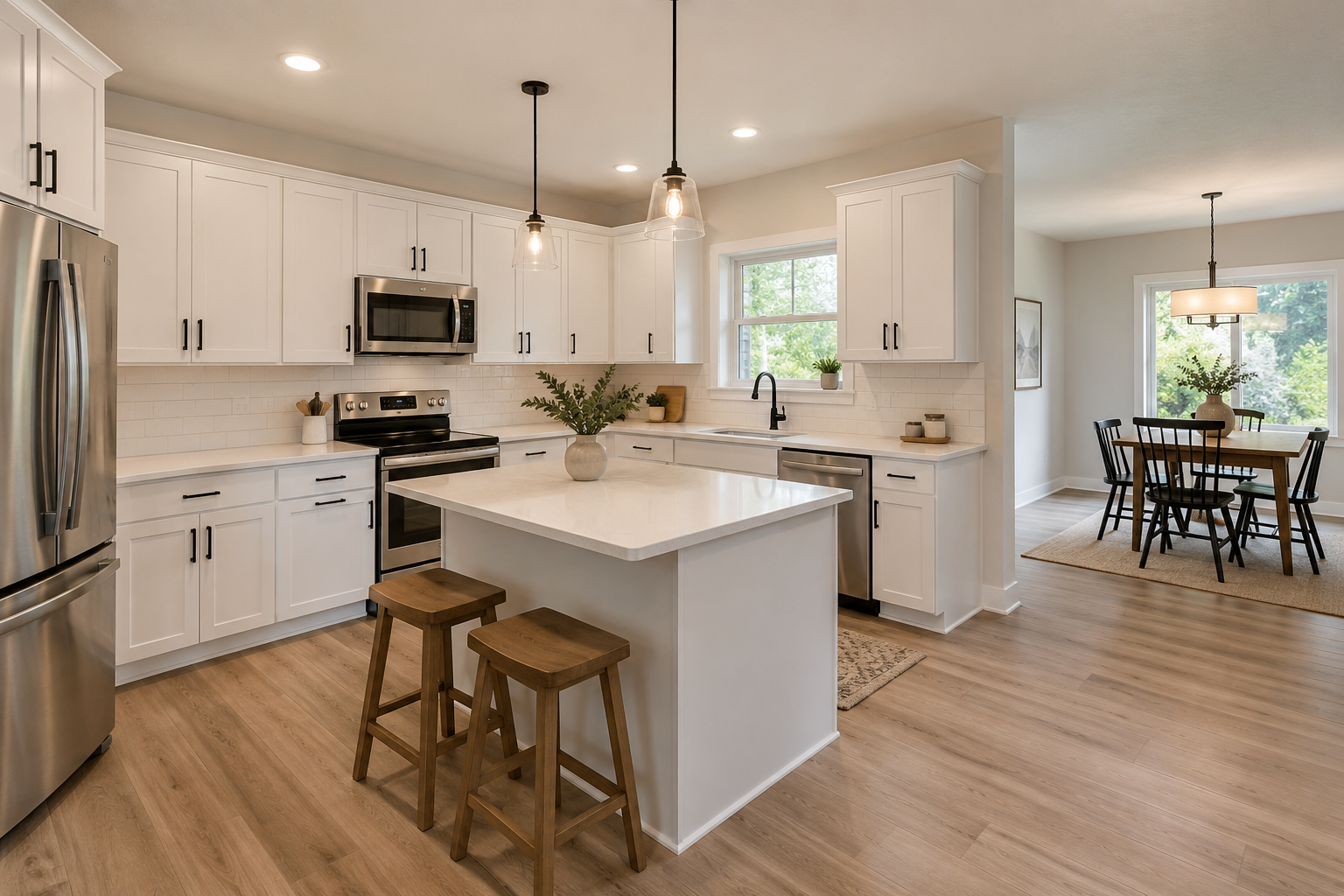 Illustrative concept of a renovated kitchen in an Atlanta Georgia fix and flip property
